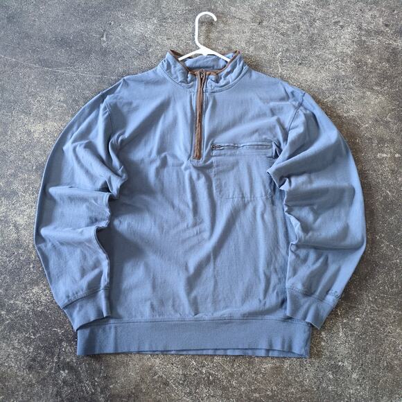 Cabela's Sweater Mens L Blue 1/4 Zip Mock Neck Outdoors Pullover Casual - Picture 1 of 8
